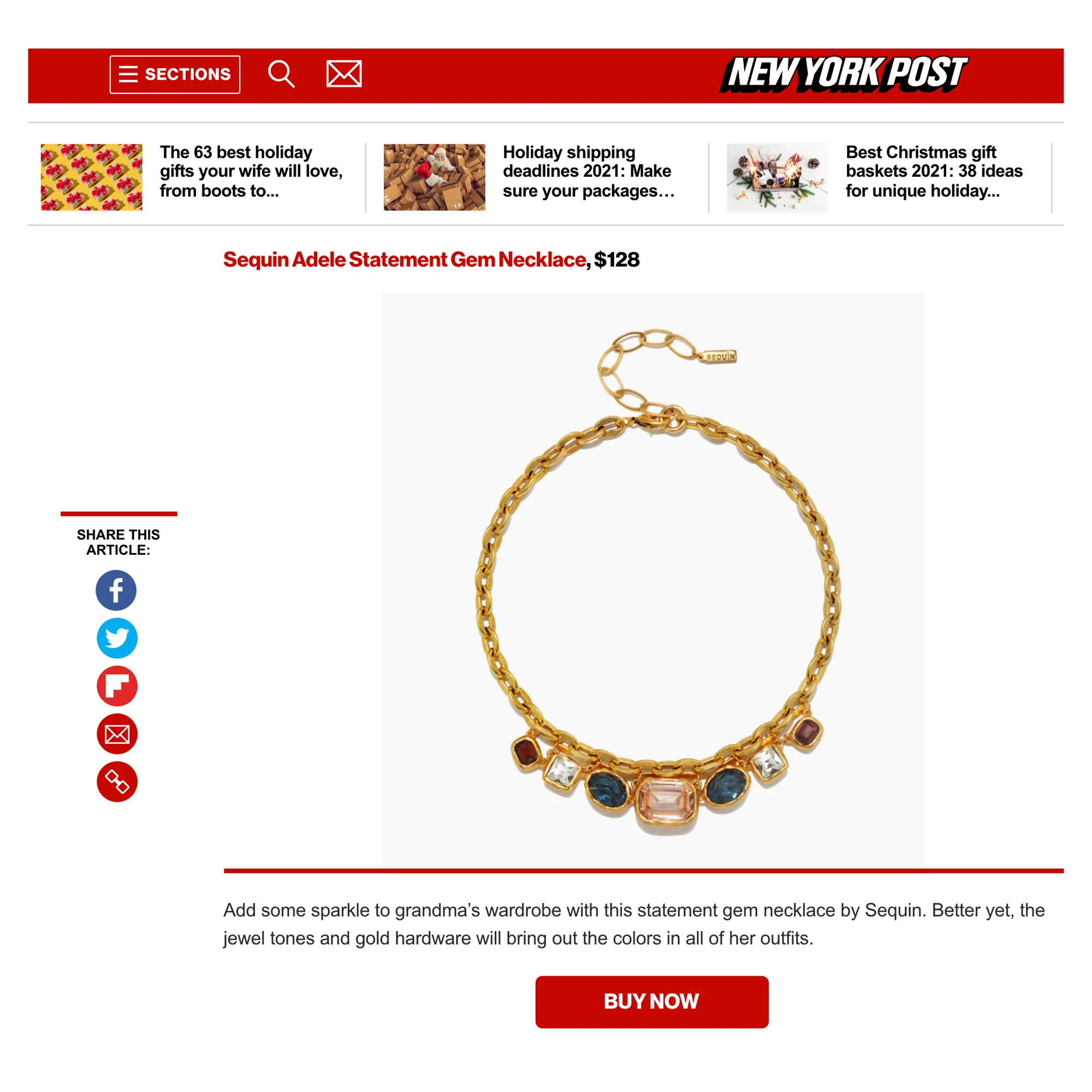 Adele Statement Gem Necklace - Image 2