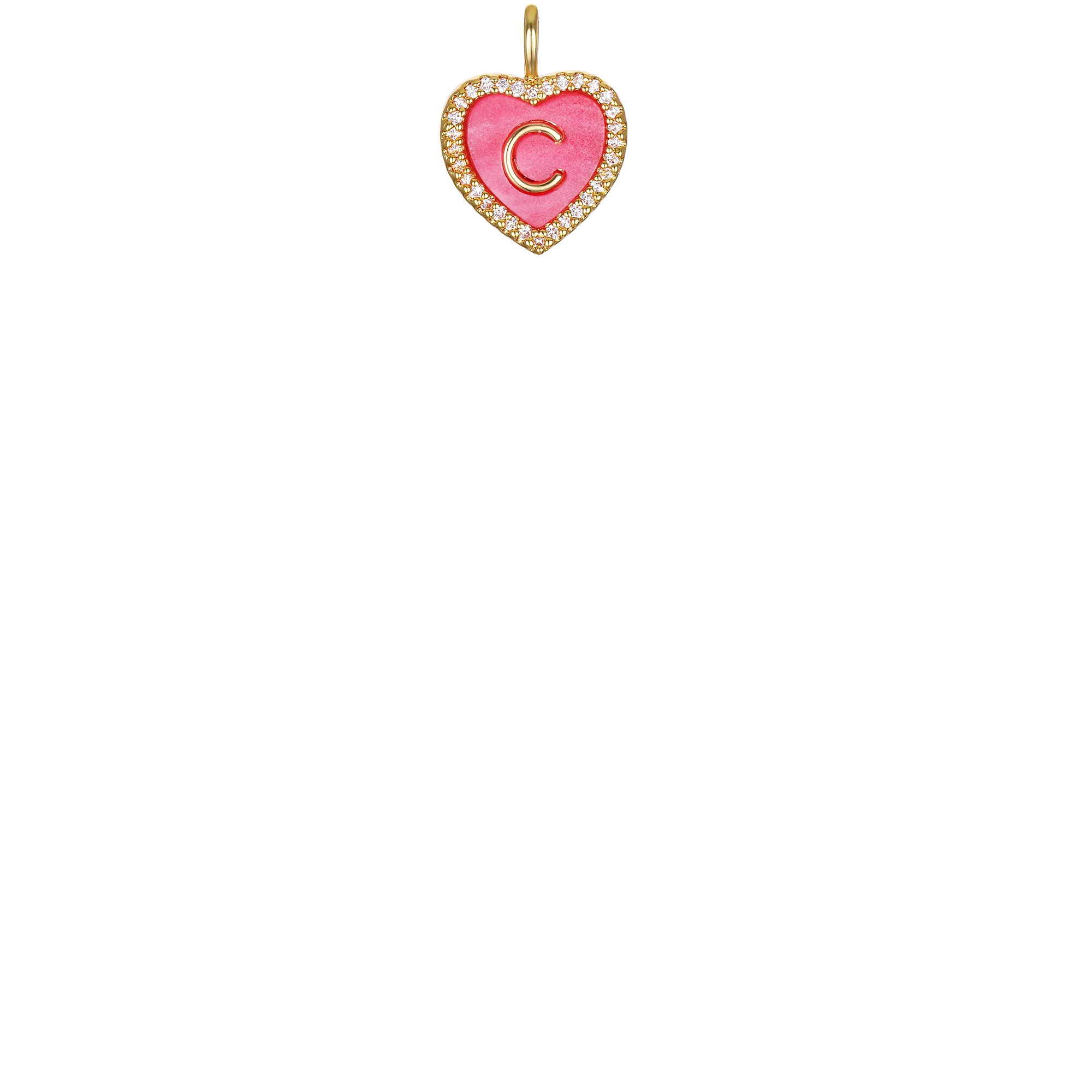 "C" Pink Heart Initial Charm