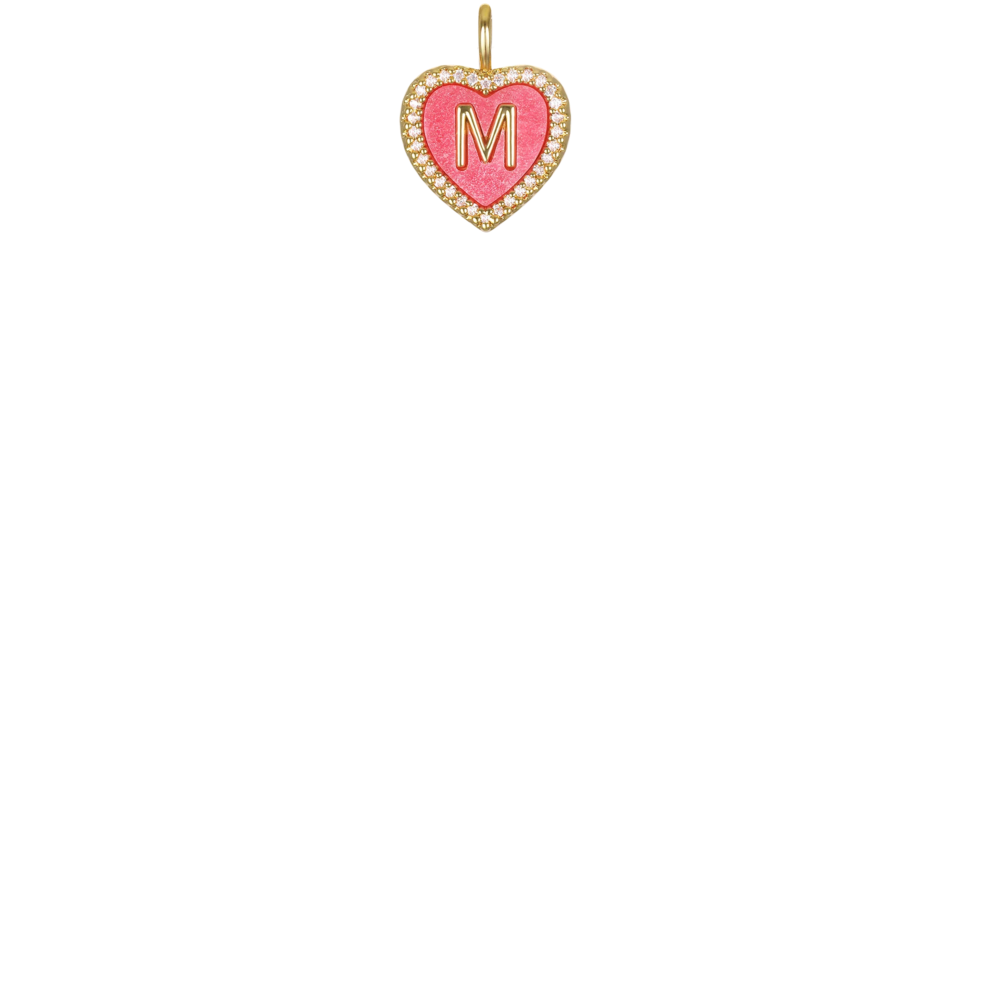 "M" Pink Heart Initial Charm