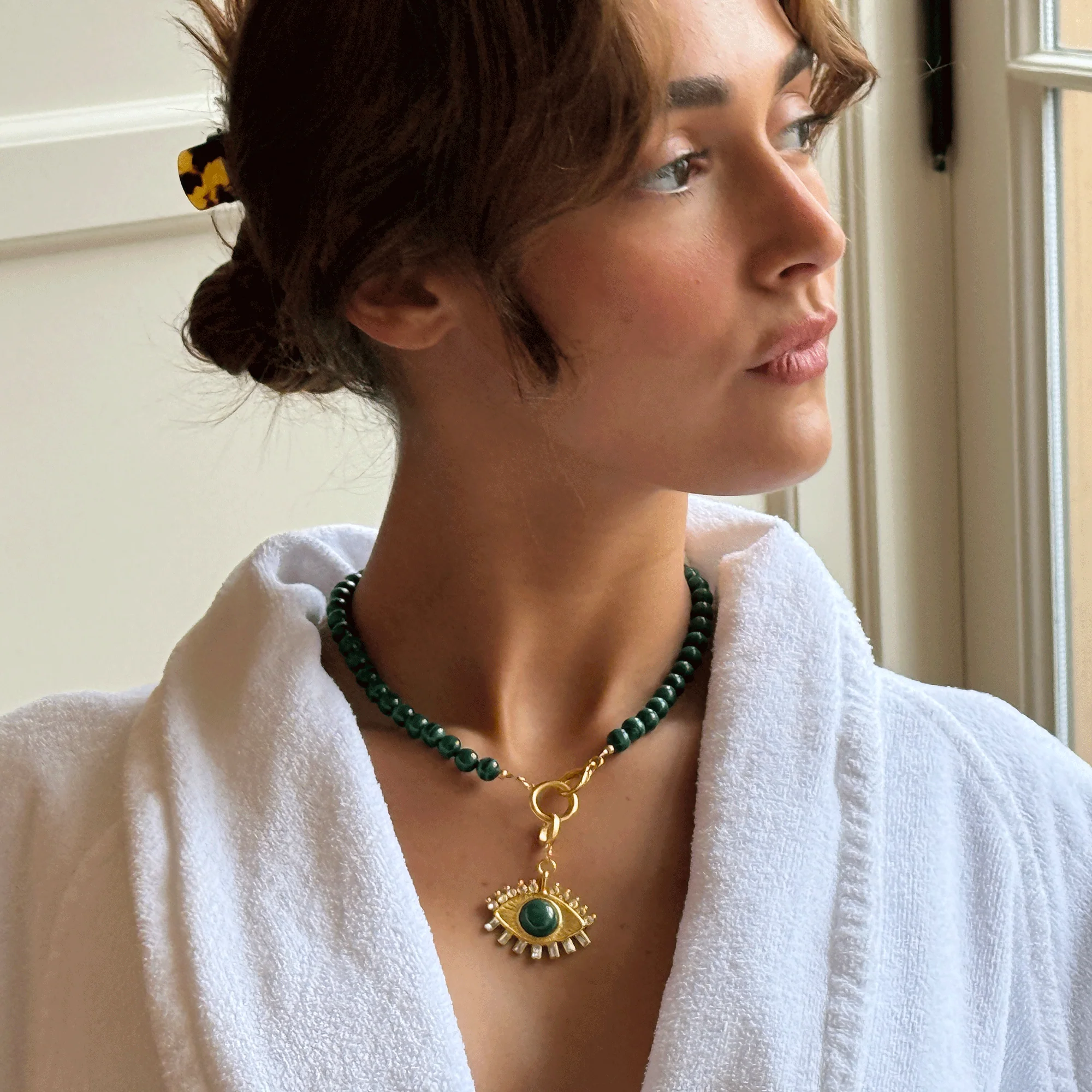 Malachite Beaded Necklace - Image 2