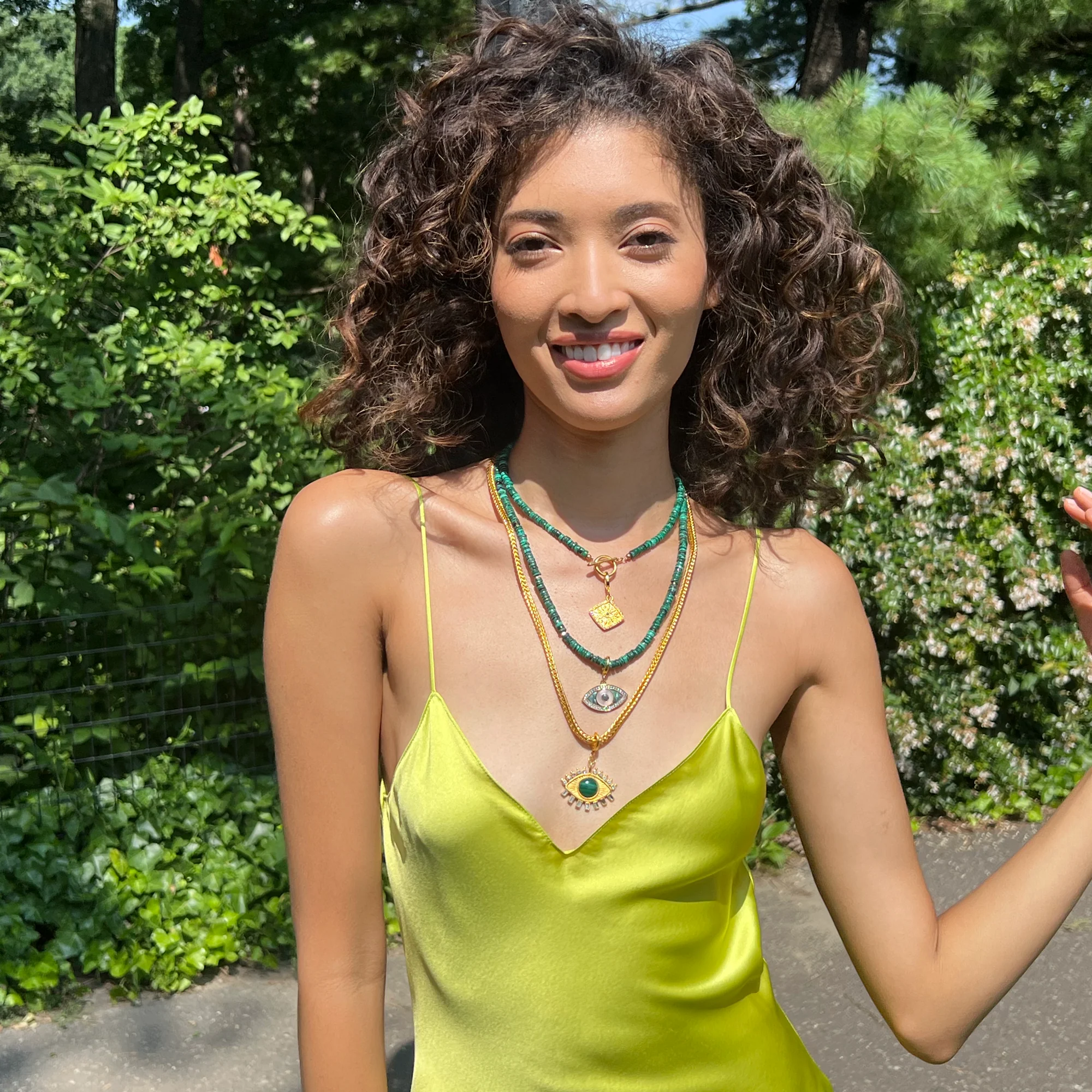 Malachite Heishi Beaded Necklace - Image 4