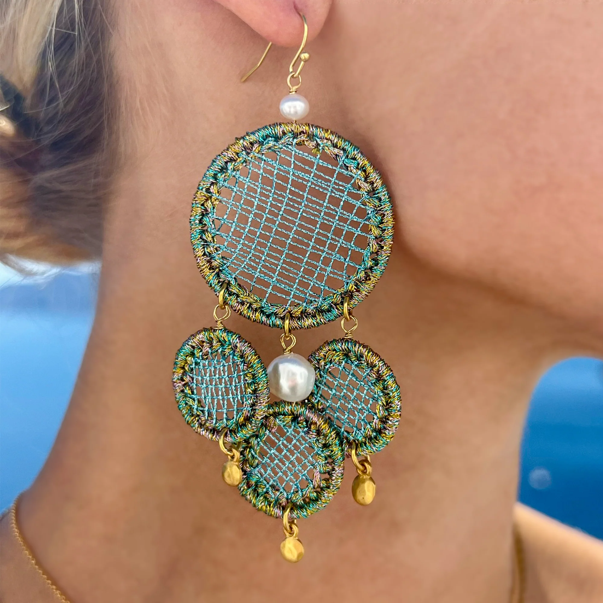 Paros Statement Earrings-Turquoise - Image 2