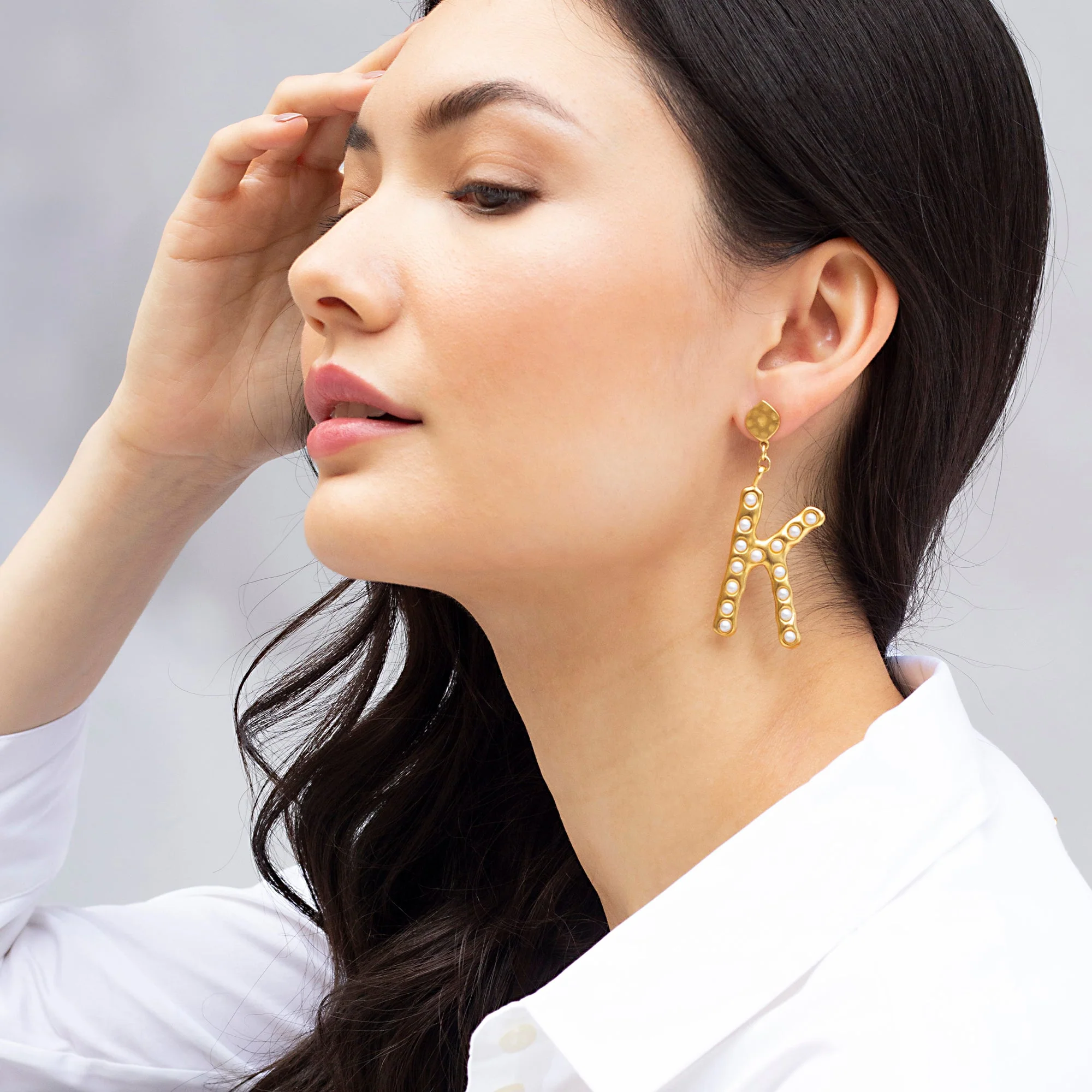 Pearl Initial Single Earring - Image 3