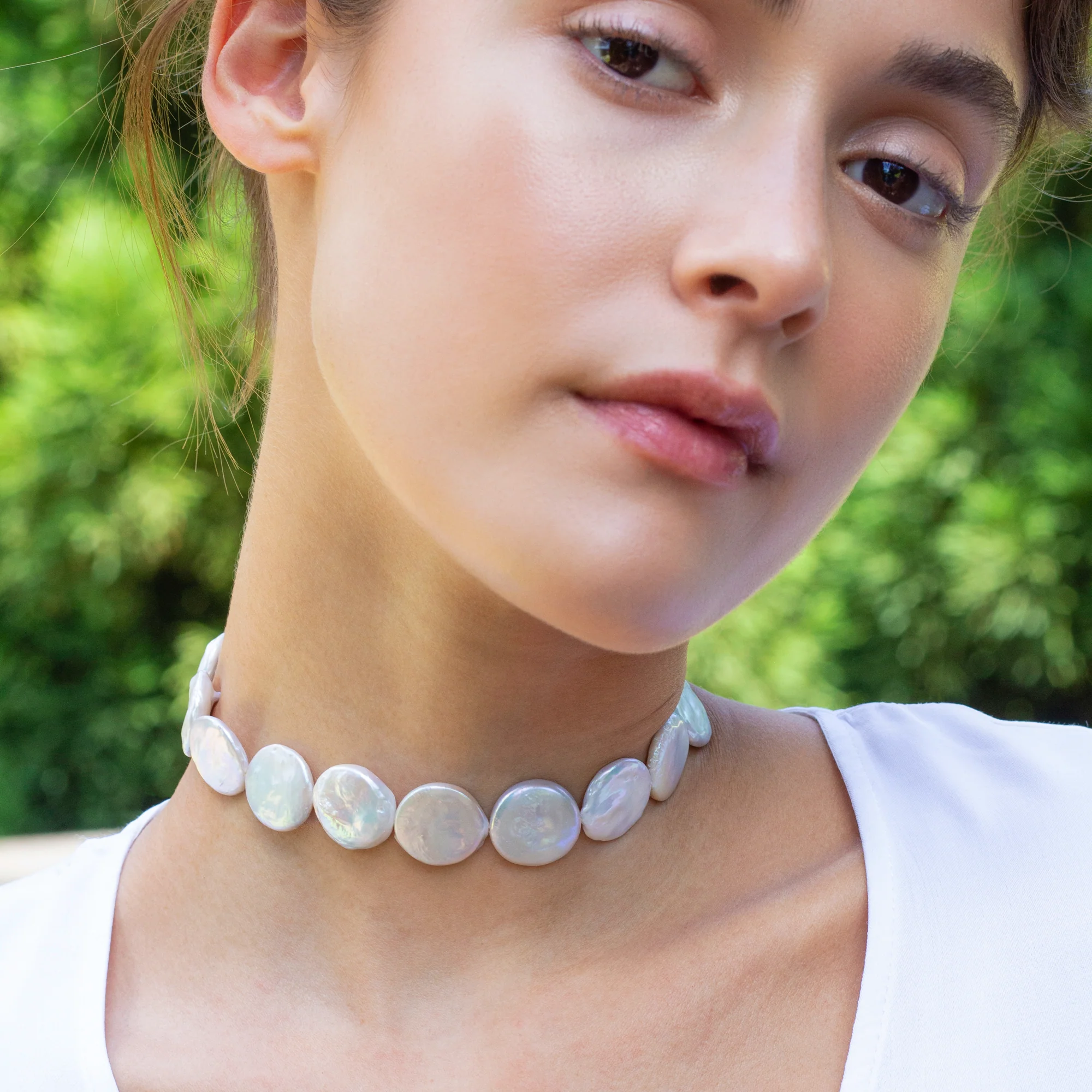 Tessa Coin Pearl Choker Necklace - Image 3
