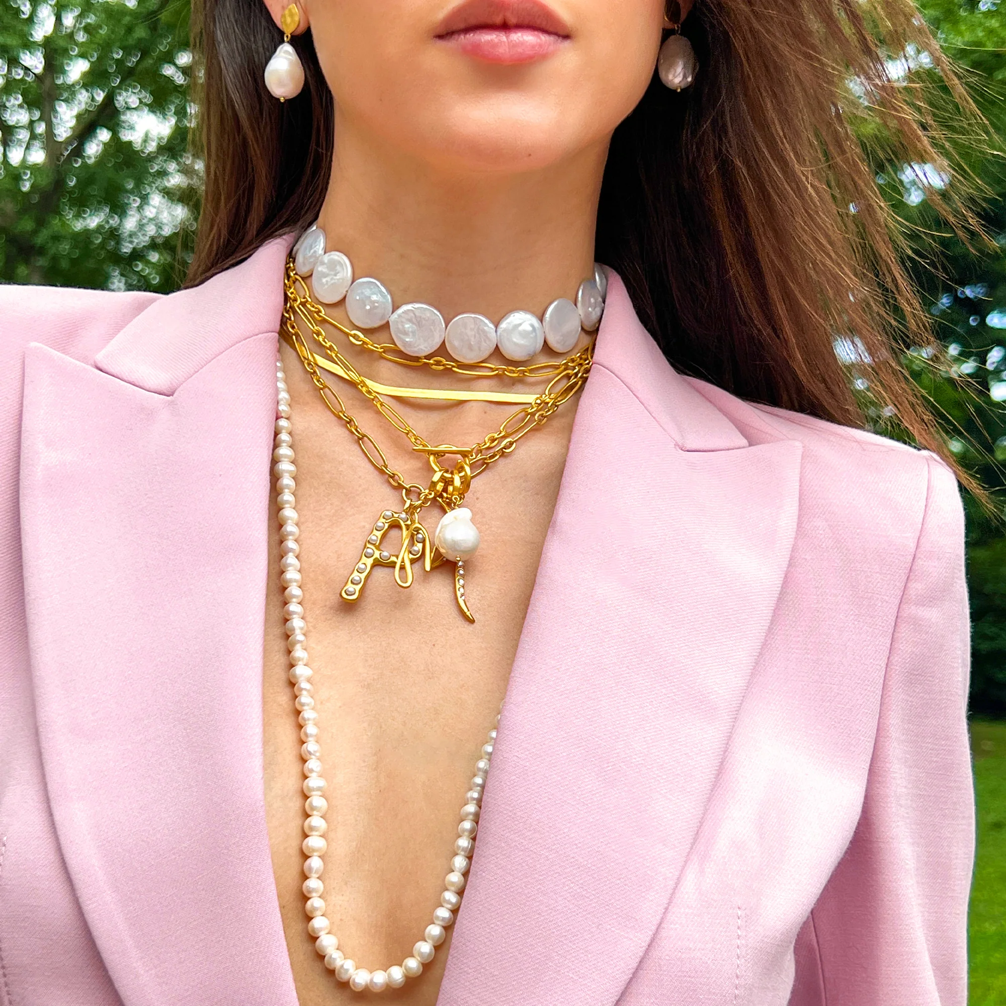 Tessa Coin Pearl Choker Necklace - Image 4